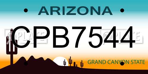 CPB7544 Arizona License Plate