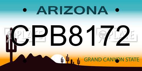 CPB8172 Arizona License Plate