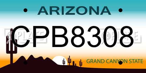 CPB8308 Arizona License Plate