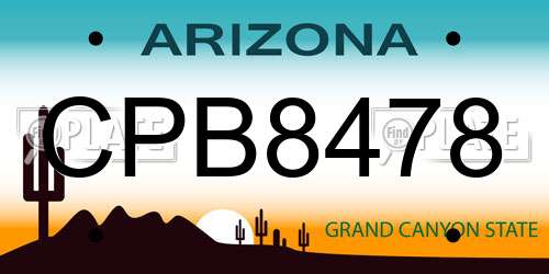 CPB8478 Arizona License Plate