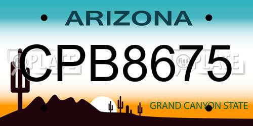 CPB8675 Arizona License Plate
