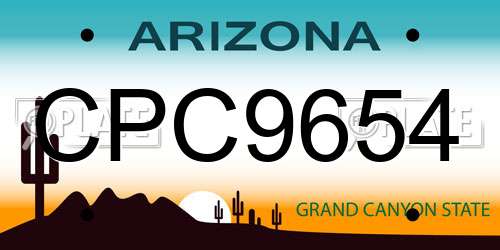CPC9654 Arizona License Plate