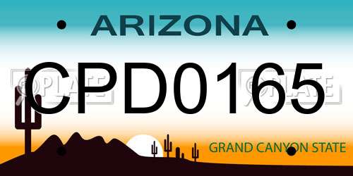 CPD0165 Arizona License Plate
