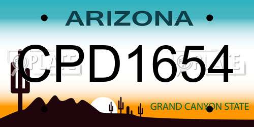 CPD1654 Arizona License Plate