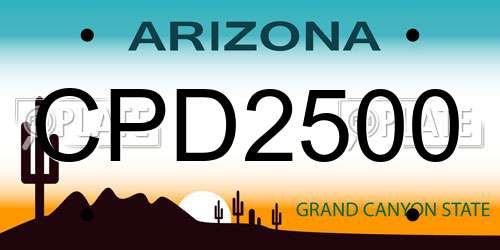 CPD2500 Arizona License Plate