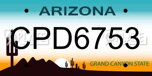 CPD6753 Arizona License Plate
