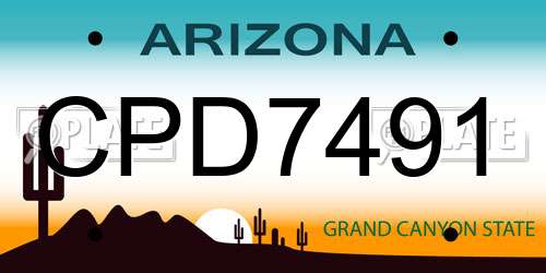 CPD7491 Arizona License Plate
