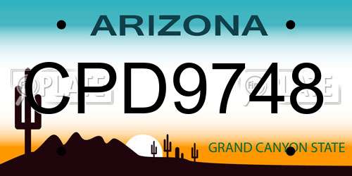 CPD9748 Arizona License Plate