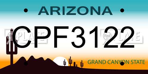 CPF3122 Arizona License Plate