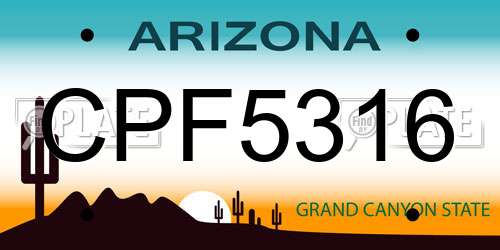 CPF5316 Arizona License Plate