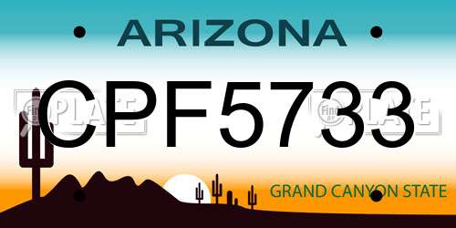 CPF5733 Arizona License Plate