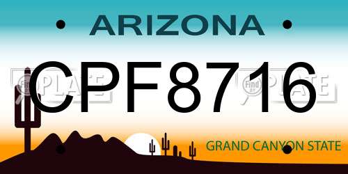 CPF8716 Arizona License Plate