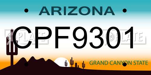 CPF9301 Arizona License Plate
