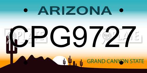 CPG9727 Arizona License Plate