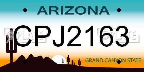 CPJ2163 Arizona License Plate