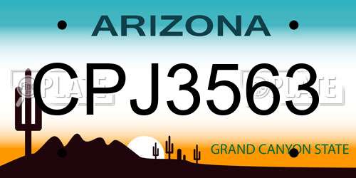 CPJ3563 Arizona License Plate
