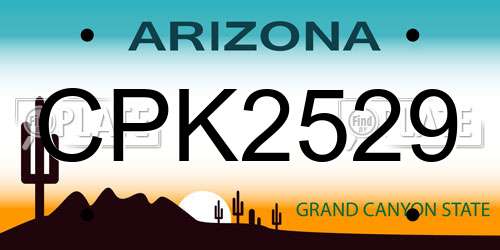 CPK2529 Arizona License Plate