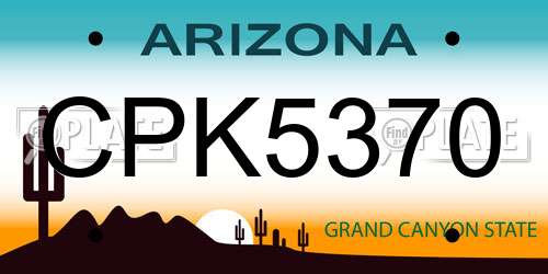 CPK5370 Arizona License Plate
