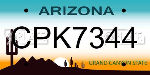 CPK7344 Arizona License Plate
