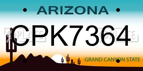 CPK7364 Arizona License Plate
