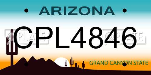 CPL4846 Arizona License Plate