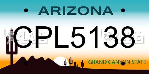 CPL5138 Arizona License Plate