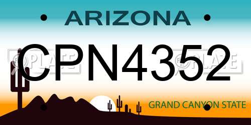 CPN4352 Arizona License Plate