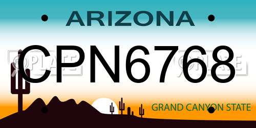 CPN6768 Arizona License Plate