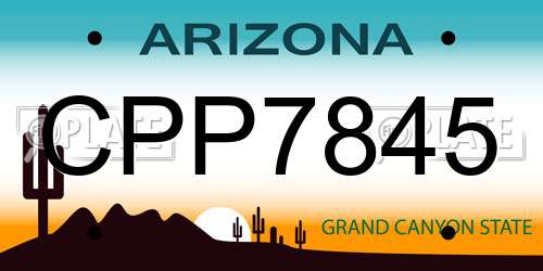 CPP7845 Arizona License Plate