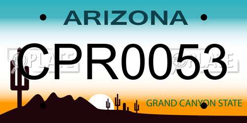CPR0053 Arizona License Plate