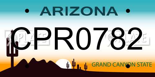CPR0782 Arizona License Plate