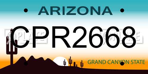 CPR2668 Arizona License Plate