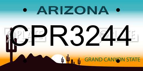 CPR3244 Arizona License Plate