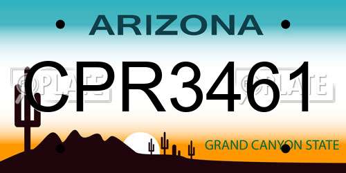 CPR3461 Arizona License Plate