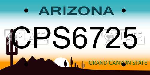 CPS6725 Arizona License Plate