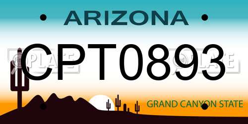 CPT0893 Arizona License Plate