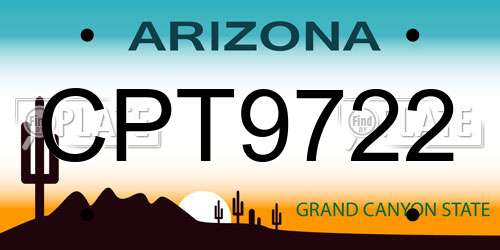 CPT9722 Arizona License Plate