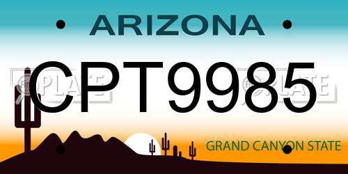 CPT9985 Arizona License Plate
