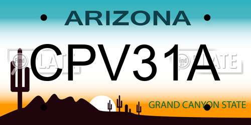CPV31A Arizona License Plate