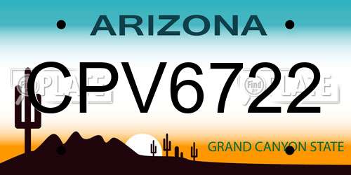 CPV6722 Arizona License Plate