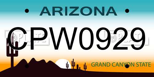 CPW0929 Arizona License Plate