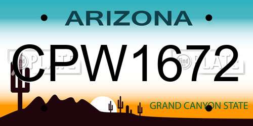 CPW1672 Arizona License Plate