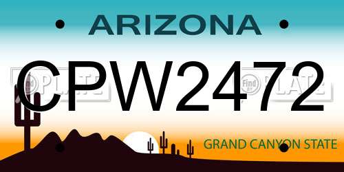 CPW2472 Arizona License Plate