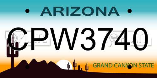 CPW3740 Arizona License Plate