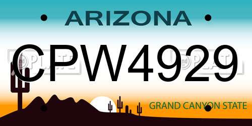 CPW4929 Arizona License Plate