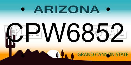 CPW6852 Arizona License Plate