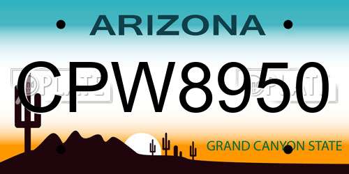 CPW8950 Arizona License Plate