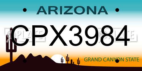 CPX3984 Arizona License Plate