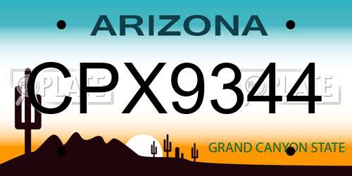CPX9344 Arizona License Plate