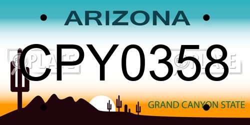 CPY0358 Arizona License Plate